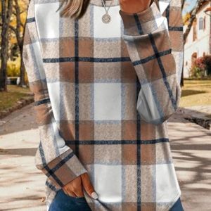   Early Fall Fashion Must Haves Outfits for Women 2025 Vacation Long Sleeve Tops Winter Clothing Halloween Sweatshirts Festival Brown Plaid L : Clothing, Shoes & Jewelry